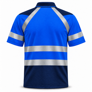Camiseta Polo de Trabajo Reflectante al por Mayor, Manga Corta, Cinta Reflectante, Uniforme para Personal de Taller, Logotipo Personalizado, Cuello en Contraste, Uniforme de Trabajo - Product Image 2