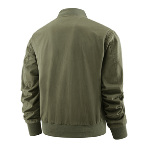 Blouson bomber vert olive pour homme, col montant, fermeture éclair, toile, formel, écologique, séchage rapide, respirant, vêtement d'hiver - Product Image 6