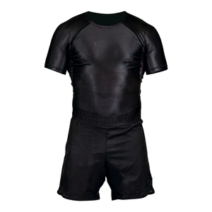 Men's Long Sleeve <b>Compression</b> Rash Guard Black Blue Geometric Print Crew Neck Moisture Wicking Fitted Athletic Top - Product Image 1