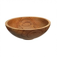 Bol à salade artisanal en bois d'acacia véritable poli, style moderne, antique et vintage, écologique, léger (0,4 kg), facile à transporter pour les fêtes