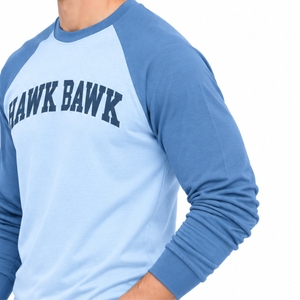 Men's Custom Two Tone <b>Raglan</b> <b>Long</b> <b>Sleeve</b> Casual Tee Crew Neck <b>T</b> <b>Shirt</b> Design OEM Production Plain Back Casual Everyday Wear - Product Image 5