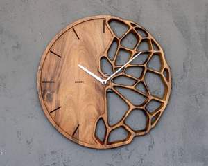 Reloj de Pared de Madera de Nogal y Roble de Primera Calidad, Reloj de Madera Decorativo Grande, Minimalista y Silencioso para Sala de Estar - Product Image 4