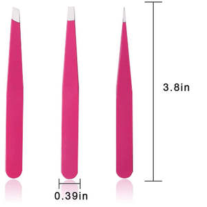 Juego de 3 Pinzas Profesionales para Cejas de Acero Inoxidable con Punta Inclinada - Product Image 2