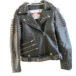 GLORIOUS STREET-chaqueta de cuero auténtico con remaches para mujer, chaqueta a la moda, de piel de oveja auténtica - Product Image 2