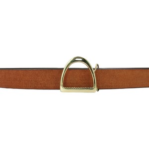 Eco Friendly Brown Genuine Leather <b>Belts</b> With Luxury Horse Stirrup Buckle Gift Ideas Fashionable Casual Waist <b>Belts</b> For <b>Girls</b> - Product Image 1
