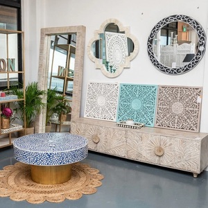 Premium Wooden Decorative <b>Mirror</b> Sleek <b>Octagonal</b> Frame Elegant Statement Piece for Modern Home Styling - Product Image 4