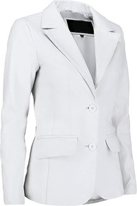 Chaquetas de Mujer al por Mayor de Alta Calidad, Blazer de Cuero Blanco para Mujer, Abrigo Casual de Cuero Genuino OEM, Mangas Largas, Logotipo Personalizado 2026 - Product Image 4