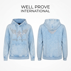 <b>Women</b> Vintage <b>Blue</b> Acid Wash Eco-Friendly Lined Winter <b>Hoodie</b> 400 GSM Heavyweight Cotton Fleece Custom Applique Embroidery - Product Image 2