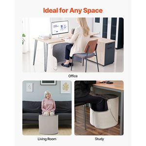 Scaldacapelli Portatile Sotto Scrivania Silenzioso e Arrotolabile con Timer e Telecomando Sicuro per Casa e Ufficio - Product Image 6