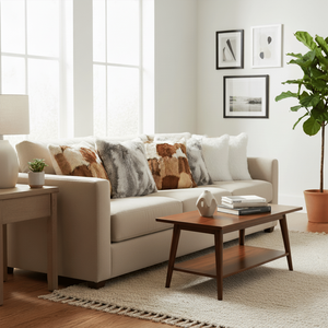 Juego de 6 Fundas de Almohada de Piel Sintética Blanca Premium y Texturizada, 45 cm, con Parches de Piel de Vaca, Elegantes Cojines y Almohadas - Product Image 2