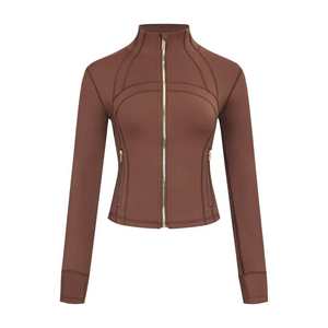 เสื้อแจ็คเก็ตโยคะยืดหยุ่นระบายอากาศได้ดี คอตั้งแนวตั้ง แขนยาว แฟชั่นสำหรับผู้หญิง ออกกำลังกาย ฟิตเนส - Product Image 6