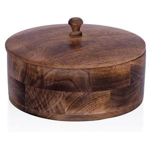 Caja de Madera Hecha a Mano, Caja de Madera para Frutos Secos, Caja de Madera para Roti, Recipiente de Madera de Mango con Tapa, Contenedor Decorativo de Madera - Product Image 1