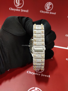 Antique Anniversaire Personnalisé Mécanique Montre-Bracelet 40mm En Acier Inoxydable Diamant Testeur Carré Cas Verre Unique Glacé Fine Conception - Product Image 5