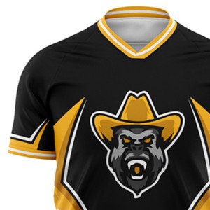 Maillot de football pour homme noir et jaune à col en V, impression sublimée, évacuation de l'humidité, manches courtes, coupe classique, vêtements de sport pour adultes - Product Image 6