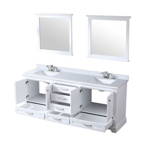 80 In. White Double Bath Vanity with 22 In. D White Quartz Top and 30 In. Mirrors Faucet Set Included - Product Image 5
