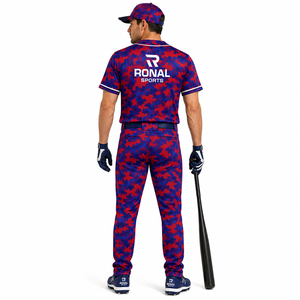 RONAL SPORTS Men's <b>Camouflage</b> Baseball Uniform Set Short Sleeve Quick Dry Polyester <b>Tracksuit</b> All Seasons Adult Regular Fit - Product Image 4
