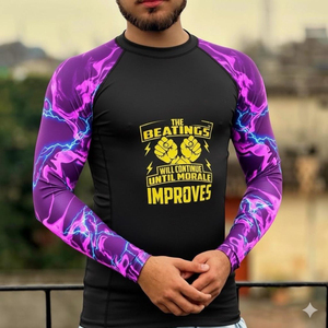 เสื้อรัดรูปแขนยาวพิมพ์ลายแบบซับลิเมชั่นสำหรับผู้ชาย ระบายอากาศได้ดี เป็นมิตรกับสิ่งแวดล้อม แห้งเร็วด้านหน้า เหมาะสำหรับ BJJ MMA ยิมนาสติก และกีฬาต่อสู้ - Product Image 3