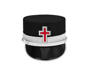 Premium Sir Knight Templar Fatigue <b>Cap</b> Silver Metal Bullion Embroidered Headwear - Product Image 1