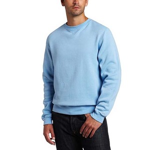 Sudadera de Cuello Redondo Azul Claro para Hombre, Corte Regular, Color Sólido, Felpa de Algodón, Tejido de Punto, Informal, para Otoño, Manga Larga - Product Image 1