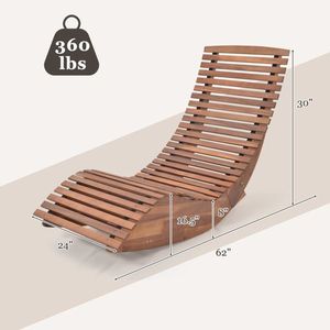 Silla Mecedora de Madera de Acacia con Respaldo Alto y Asiento de Listones Anchos para Uso en Jardín Exterior - Product Image 5