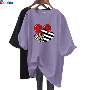 Camiseta de Mujer a Precio Económico con Logotipo Personalizado al por Mayor, Camisetas de Mujer Extra Grandes con Estampado de Amor de Verano, Cuello Redondo Holgado, Top de Mujer - Product Image 6