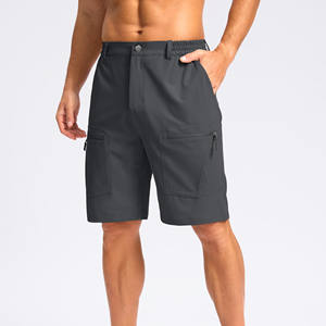 Pantalones cortos de senderismo para hombre, de secado rápido, ligeros, con cordón, cremallera completa, bolsillos, suaves, elásticos, lisos, teñidos, para ciclismo y fitness. - Product Image 3
