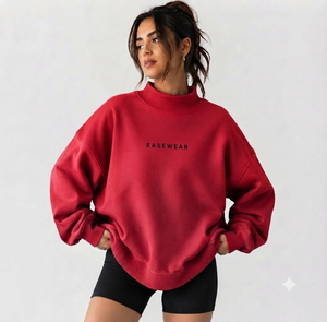 เสื้อสเวตเชิ้ตคอเต่าทรงโอเวอร์ไซส์สำหรับผู้หญิง ผ้าฝ้ายฟลีซ ผลิตโดยโรงงานเสื้อผ้าสั่งทำพิเศษ - Product Image 1