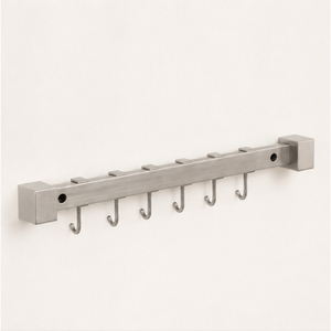 Modern Stainless Steel Wall-Mounted <b>Kitchen</b> Utensil Rack with <b>Hooks</b> Space-Saving Rail Organizer for Pots Pans Ladles and Mugs - Product Image 3