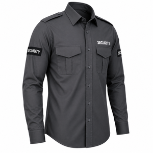 Chemise d'uniforme de garde de sécurité personnalisée à manches longues, boutonnée, couleur unie, pour homme - Product Image 3