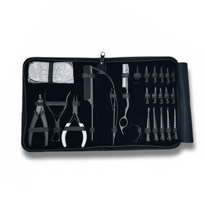 Juego de herramientas al por mayor para instalación de extensiones de cabello: herramienta de crimpado de microenlaces, aguja de gancho para cabello, pinzas de pico de pato, separador de cabello para dedo - Product Image 1