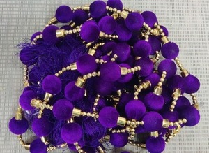 Guirlande décorative artisanale en velours avec perles mélangées, pompon suspendu, ornement pour le Nouvel An chinois, Noël, mariages, scène - Product Image 5