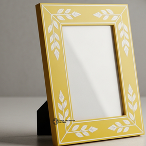Cadre décoratif rectangulaire en os incrusté de motifs floraux, cadre photo artistique en os incrusté pour les intérieurs modernes - Product Image 5