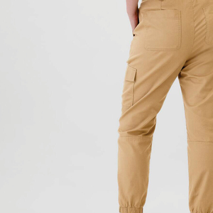 Women Cargo Pants Solid Color Canvas Mid Waist Elastic <b>Ankle</b>-Length Casual Pants With Pockets Breathable Woven Fit Regular - Product Image 2