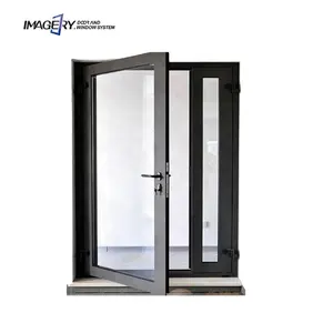 70 Series Thermal Break Swing Tempered Glass Unequal Double Interior Aluminium Alloy Casement Door Design