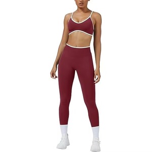 Conjunto de Yoga de Cintura Alta para Mujer, Sujetador Deportivo y Leggings para Fitness y Gimnasio, Conjunto de Yoga de Dos Piezas para Mujer - Product Image 1