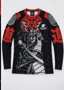 Free Fight Industry Men's Short Sleeve Rash Guard <b>Compression</b> <b>Shirt</b> Quick Dry <b>Black</b> Red Sublimation Print Front Logo - Product Image 3
