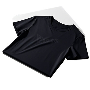 T-shirt en coton noir pour homme, coupe classique, avec logo sur la poitrine gauche, col rond décontracté, manches courtes, tissu jersey, imprimé - Product Image 4