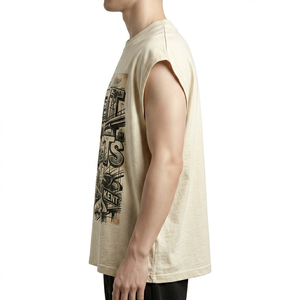 Private Label Heavyweight Sleeveless T-Shirt Custom DTF Print Brand Logo Oversized Streetwear Boxy Tank <b>Top</b> Manufacturer Bulk - Product Image 3