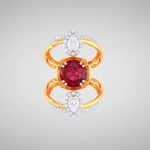 Anillo de Cóctel de Lujo con Oro, Rubí y Diamantes Rojos para Mujer - Joyería de Moda, Regalo de Aniversario - Product Image 6