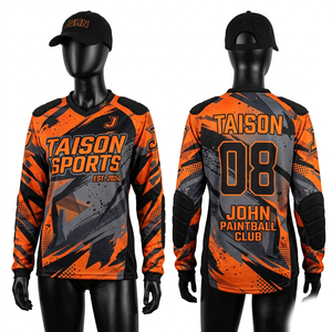 Camiseta de paintball premium de poliéster de 180 GSM con paneles de malla transpirable, amarillo y azul, sublimación, logotipo personalizado - Product Image 5