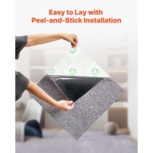 Confezione da 10 Piastrelle per Moquette Autoadesive 18x18 Pollici, Tappeti Quadrati Morbidi Imbottiti con Tecnica Loop Pile, Senza Danni per Pavimenti Domestici - Product Image 4