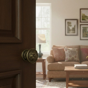 Pomo de Puerta de Latón Macizo de Primera Calidad con Acabado Antiguo |   Manija de Puerta Principal Resistente, Estilo Clásico Vintage, Herrajes de Entrada para el Hogar - Product Image 3