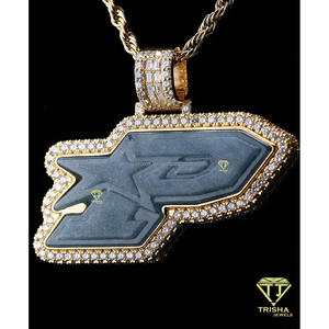 จี้สร้อยคอฮิปฮอปเงินแท้ 925 ชุบทองคำขาว ประดับเพชรแล็บโกรว์ แบรนด์ Trisha Jewels Luxury Custom พร้อมโลโก้สั่งทำพิเศษ รับสลักชื่อได้ รับรองโดย GIA - Product Image 2