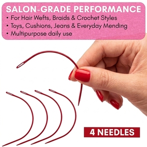 Aiguille à coudre incurvée de type C pour extensions de cheveux, pour la pose professionnelle de tissages et la fabrication de perruques - Product Image 2