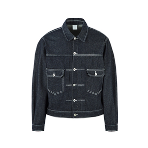Veste matelassée en toile personnalisée avec col montant et logo sur le devant, coupe-vent, respirante, en tissu de coton pour hommes - Product Image 1