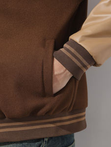 Chaqueta Varsity Unisex Personalizada de Estilo Urbano, Mezcla de Lana, Cuello Alto, Letras Bordadas a la Moda, Temporada de Invierno - Product Image 5