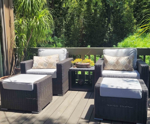 High End Outdoor Relaxing Coffee Set Durable Rattan <b>Recliner</b> <b>Chairs</b> with Cushions and Matching Ottoman for <b>Garden</b> Living - Product Image 3