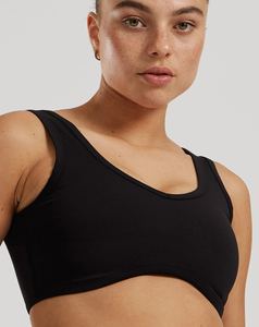 Soutien-gorge de sport sans couture pour femme, qualité supérieure, maintien moyen, col rond, noir uni, pour yoga et activités sportives, faible MOQ - Product Image 2