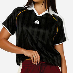 女式短款运动球衣黑色涤纶街头风格短袖定制徽标 OEM 批发美式橄榄球球衣 - Product Image 2