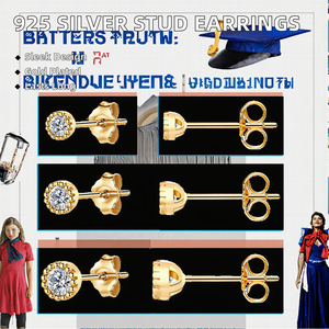 Promoción Pendientes Minimalistas de Plata de Ley 925, 2mm 3mm, Tipo Barra, Bola, Chapado en Oro, Certificado GIA, Regalo para Fiesta, Compromiso - Product Image 3